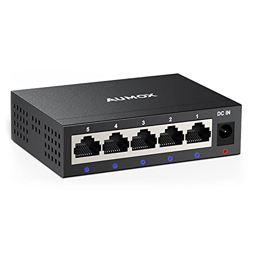 Aumox 5-Port Gigabit Network Switch, Ethernet Unmanaged Switch, Office...