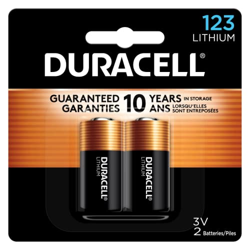 Duracell CR123A 3V Lithium Battery, 2 Count Pack, 123 3 Volt High...