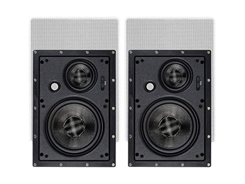Monoprice 3-Way Carbon Fiber In-Wall Speakers - 6.5-Inch, Pair, With...