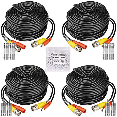 HISVISION 4 Pack 100ft BNC Video Power Cable, Security Camera Wire...